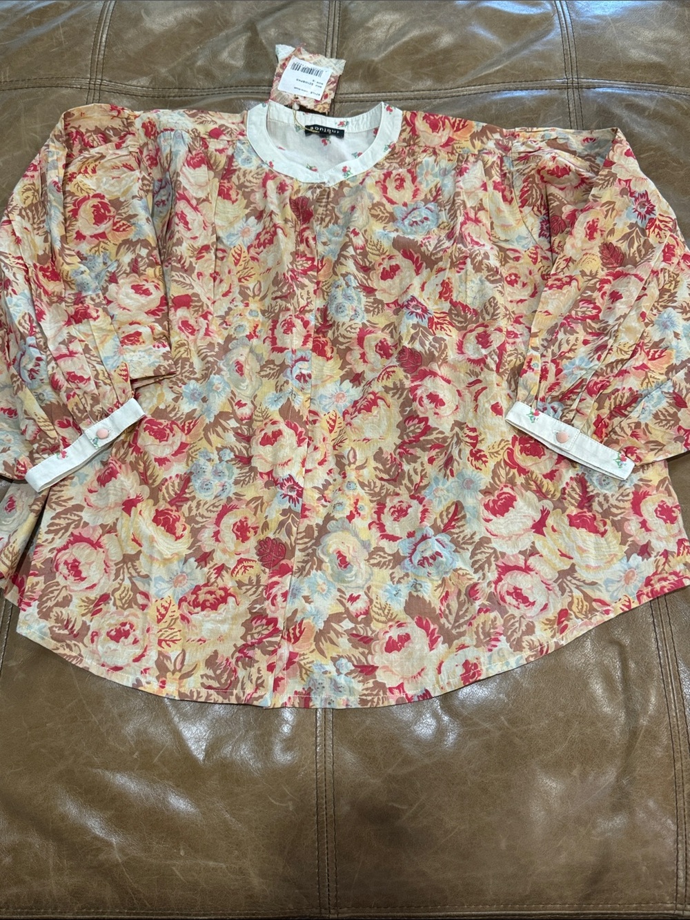 Bonjour Diary Women’s Floral Round-Neck Blouse Small NWT
